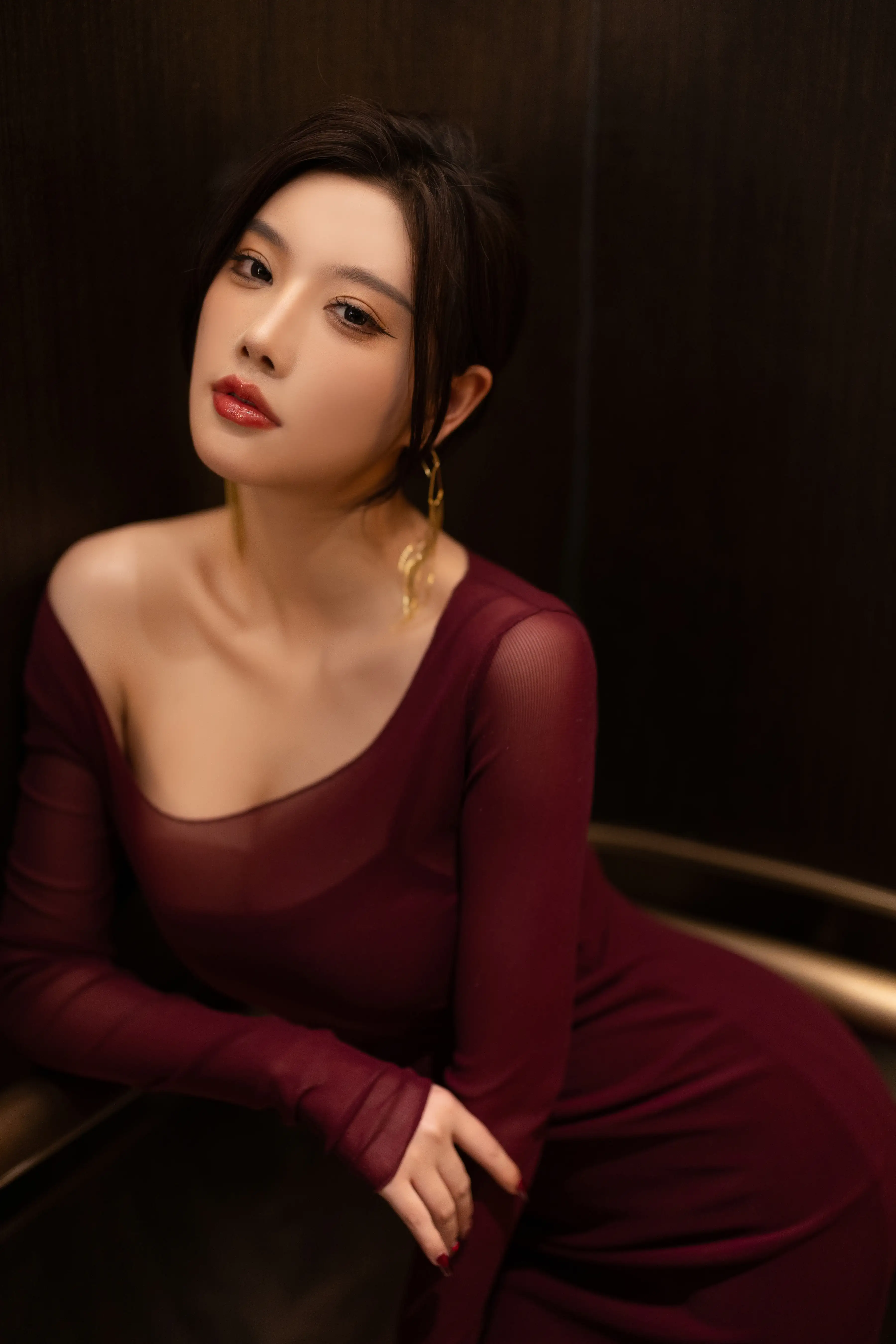 杨晨晨_NO.029_内购无水印_9348_红色连衣短裙_ - M940.COM 内部私购-第6张